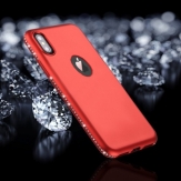 Червен силиконов кейс с камъни за iPhone X / XS